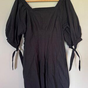 Puff Sleeve Mini Dress-  Pleated Off Shoulder Sundress with Pockets